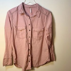 Free People | Button Down Top 100% Cotton Blush Pink Women's Small